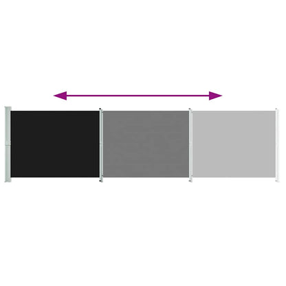Toldo lateral retrátil para pátio 600x160 cm preto
