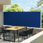 Toldo lateral retrátil para pátio 600x160 cm azul