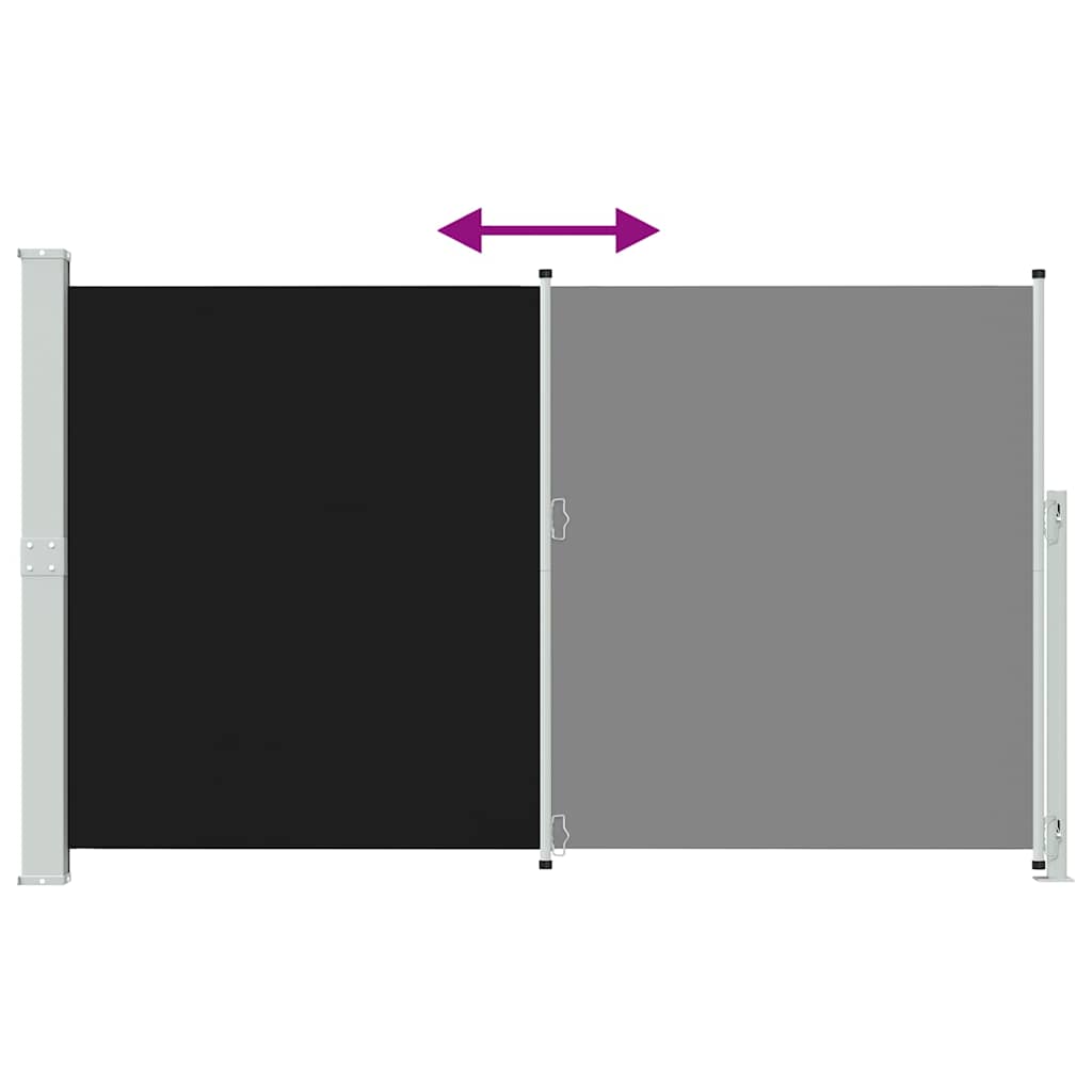 Toldo lateral retrátil para pátio 180x300 cm preto