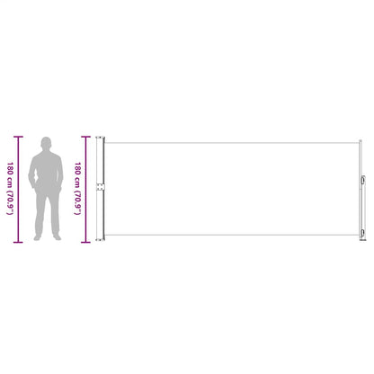 Toldo lateral retrátil para pátio 180x500 cm cinzento