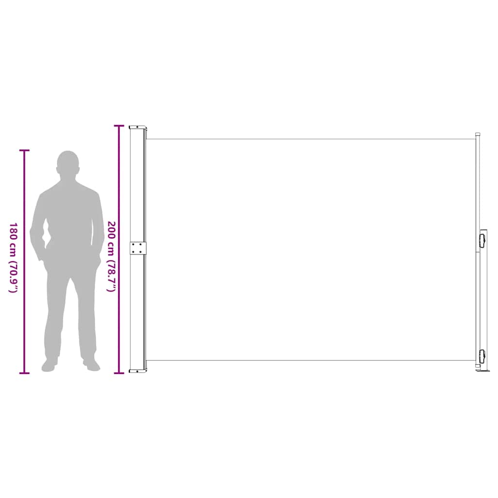 Toldo lateral retrátil para pátio 200x300 cm preto