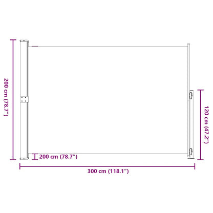 Toldo lateral retrátil para pátio 200x300 cm creme