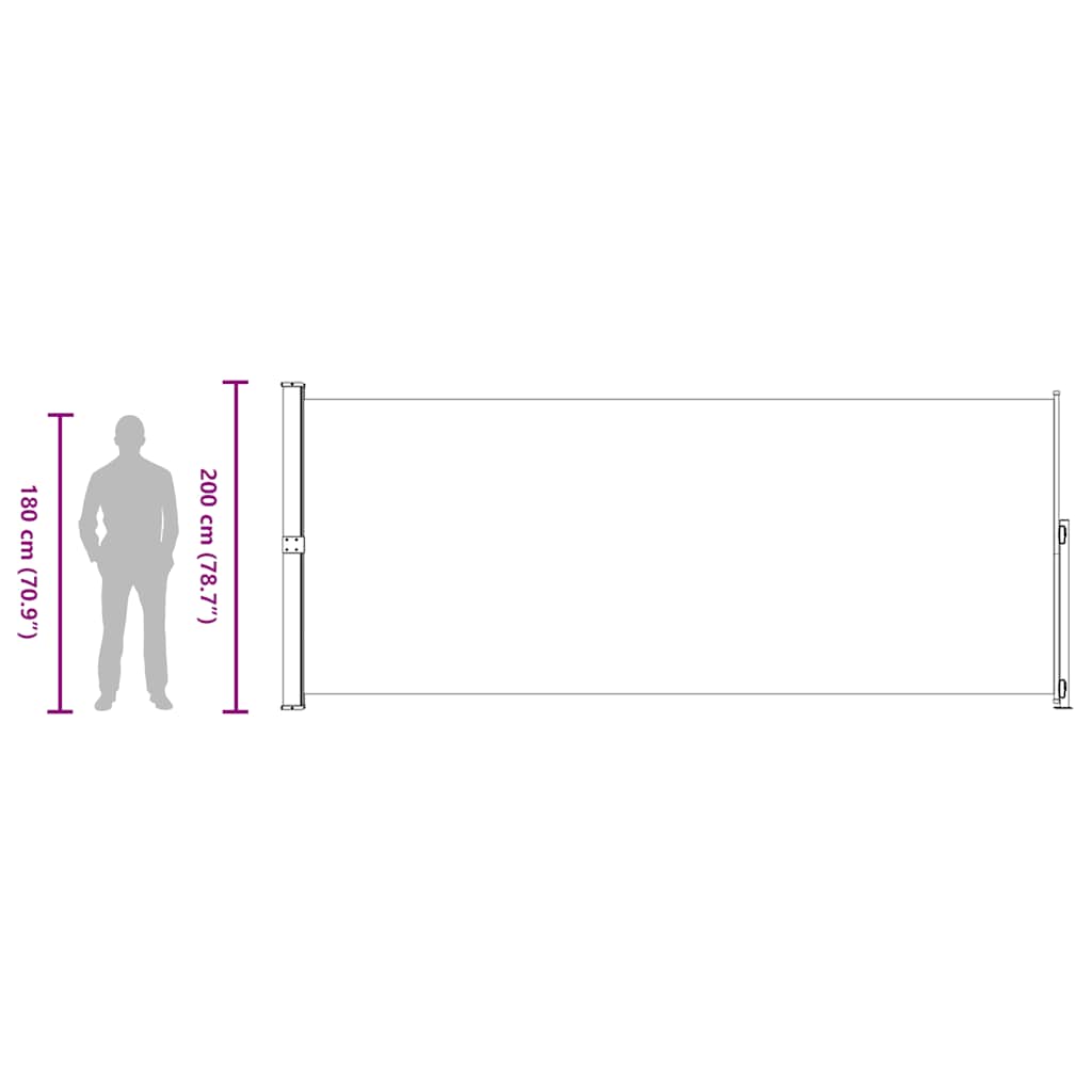 Toldo lateral retrátil para pátio 200x500 cm cor creme