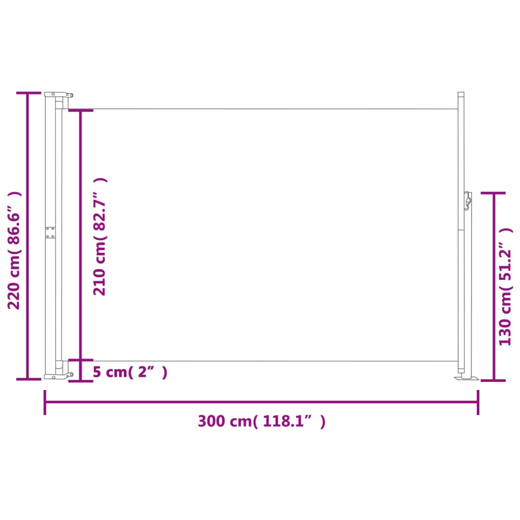 Toldo lateral retrátil para pátio 220x300 cm vermelho
