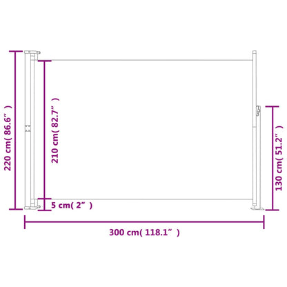 Toldo lateral retrátil para pátio 220x300 cm vermelho