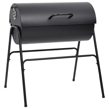 Grelhador barril c/ 2 grelhas de cozinhar 80x95x90 cm aço preto