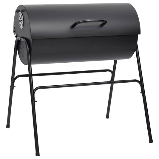 Grelhador barril c/ 2 grelhas de cozinhar 80x95x90 cm aço preto