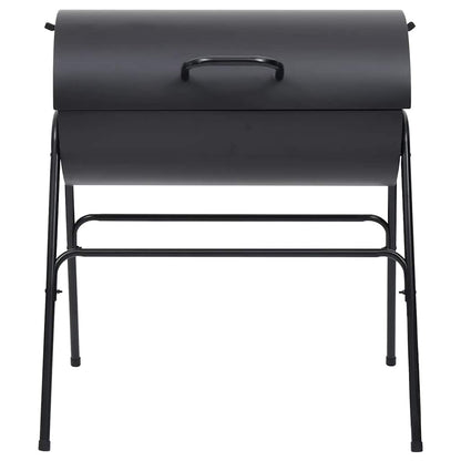 Grelhador barril c/ 2 grelhas de cozinhar 80x95x90 cm aço preto