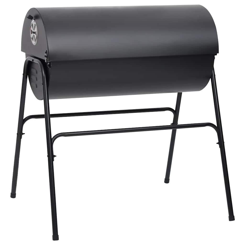 Grelhador barril c/ 2 grelhas de cozinhar 80x95x90 cm aço preto
