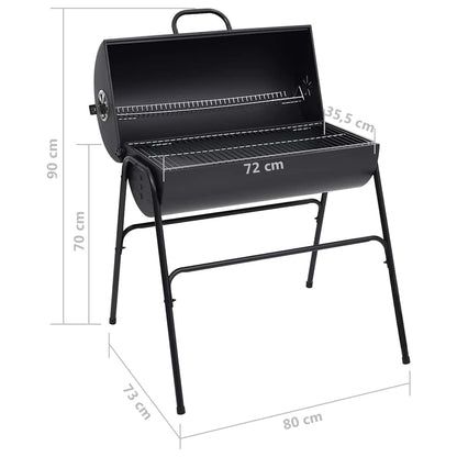 Grelhador barril c/ 2 grelhas de cozinhar 80x95x90 cm aço preto