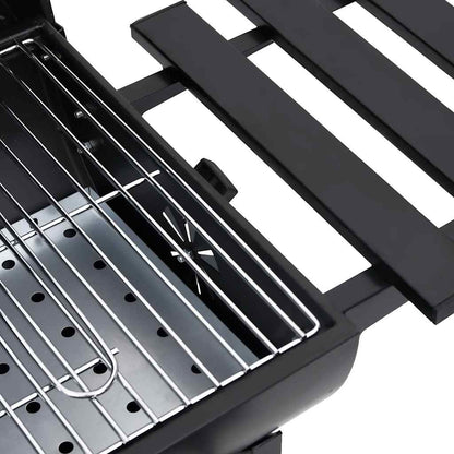 Grelhador barril c/ rodas e prateleiras 115x85x95cm aço preto