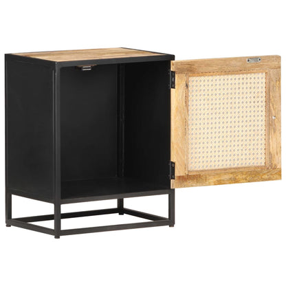 Mesa de cabeceira 40x30x50cm mangueira áspera/palhinha natural