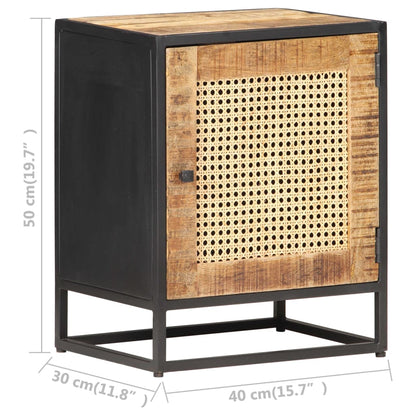 Mesa de cabeceira 40x30x50cm mangueira áspera/palhinha natural