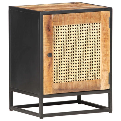 Mesa de cabeceira 40x30x50cm mangueira áspera/palhinha natural