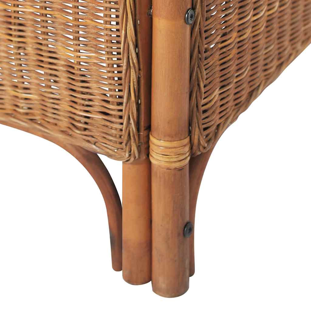 Sofá de 2 lugares vime genuíno e linho castanho-claro