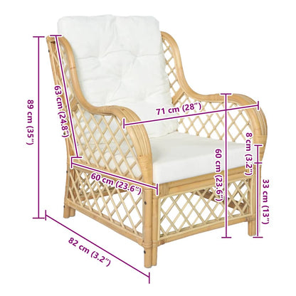 Sofá com almofadão vime natural e linho