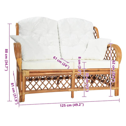 Sofá de 2 lugares vime castanho-claro