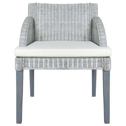 Cadeira de jantar com almofadão vime natural cinzento
