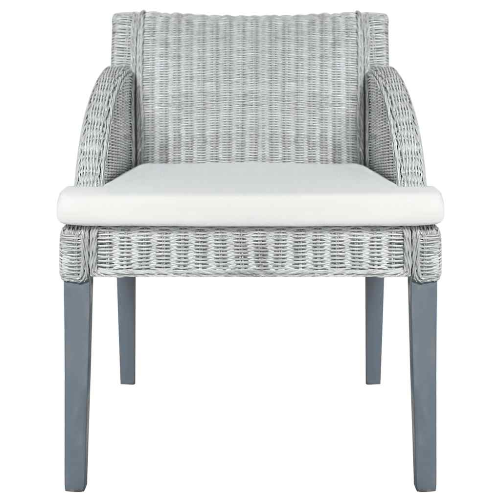 Cadeiras de jantar com almofadões 2 pcs vime natural cinzento