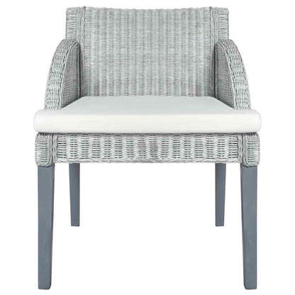 Cadeiras de jantar com almofadões 2 pcs vime natural cinzento