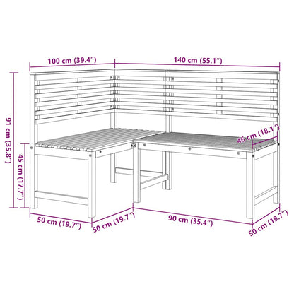 Banco de canto para jardim 140 cm madeira de acácia maciça