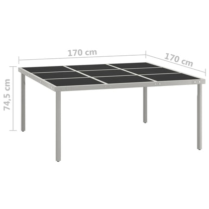 Mesa de jantar para jardim 170x170x74,5 cm vidro e aço