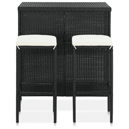 3 pcs conjunto de bar vime PE preto
