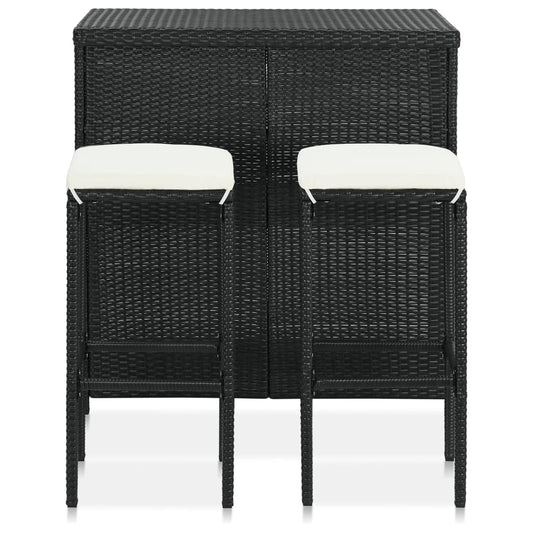 3 pcs conjunto de bar vime PE preto