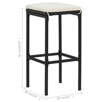 3 pcs conjunto de bar vime PE preto