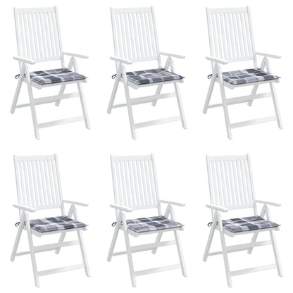 Almofadões cadeiras jardim 6pcs tecido oxford xadrez cinzento