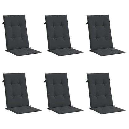 Almofadões para cadeiras altas de jardim 6 pcs tecido preto