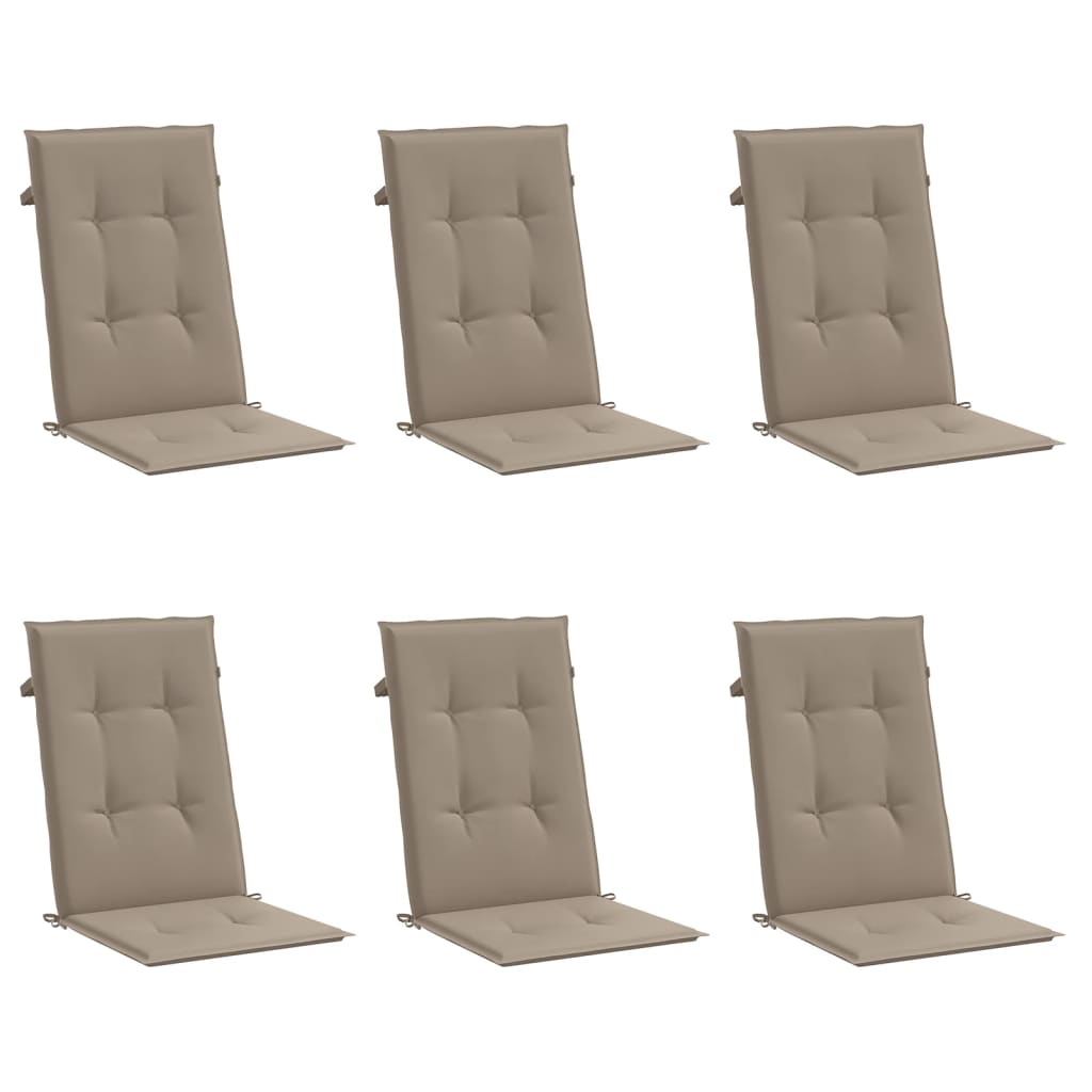 Almofadões cadeiras altas jardim 6 pcs tecido cinza-acastanhado