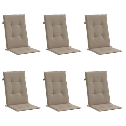 Almofadões cadeiras altas jardim 6 pcs tecido cinza-acastanhado