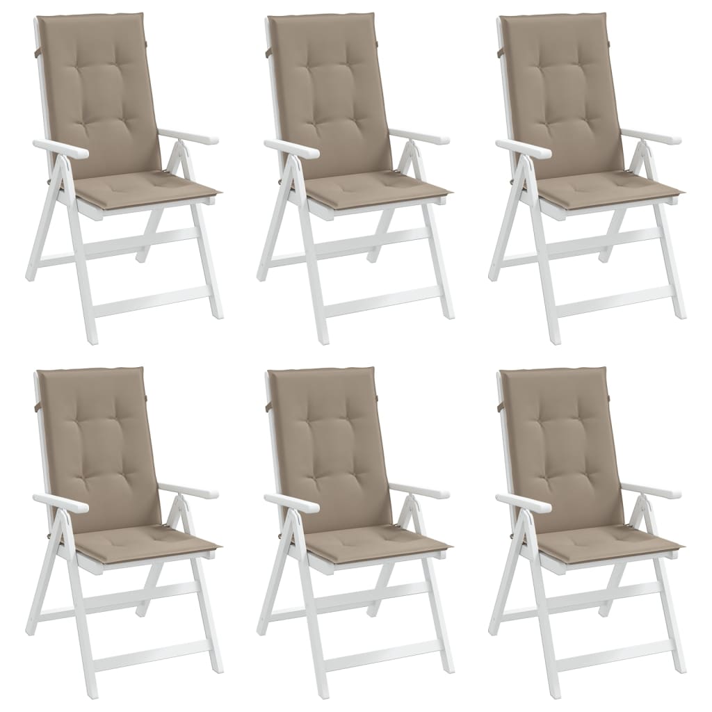 Almofadões cadeiras altas jardim 6 pcs tecido cinza-acastanhado
