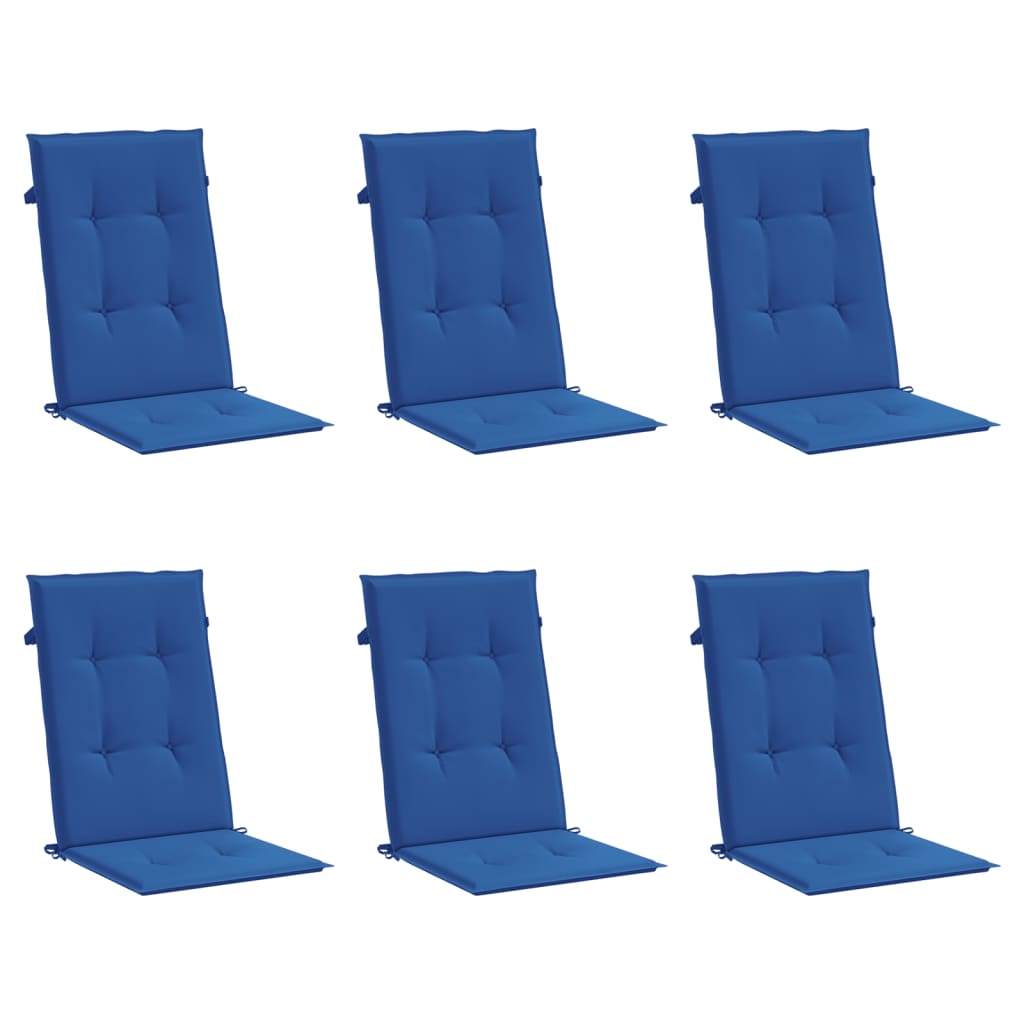 Almofadões para cadeiras altas de jardim 6 pcs tecido azul real