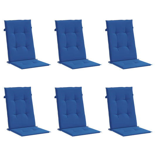 Almofadões para cadeiras altas de jardim 6 pcs tecido azul real