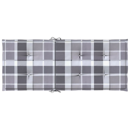 Almofadões cadeiras altas de jardim 4pcs tecido xadrez cinza