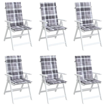 Almofadões cadeiras altas de jardim 6pcs tecido xadrez cinza