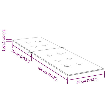 Almofadão para cadeira de terraço (75+105)x50x4 cm cor creme