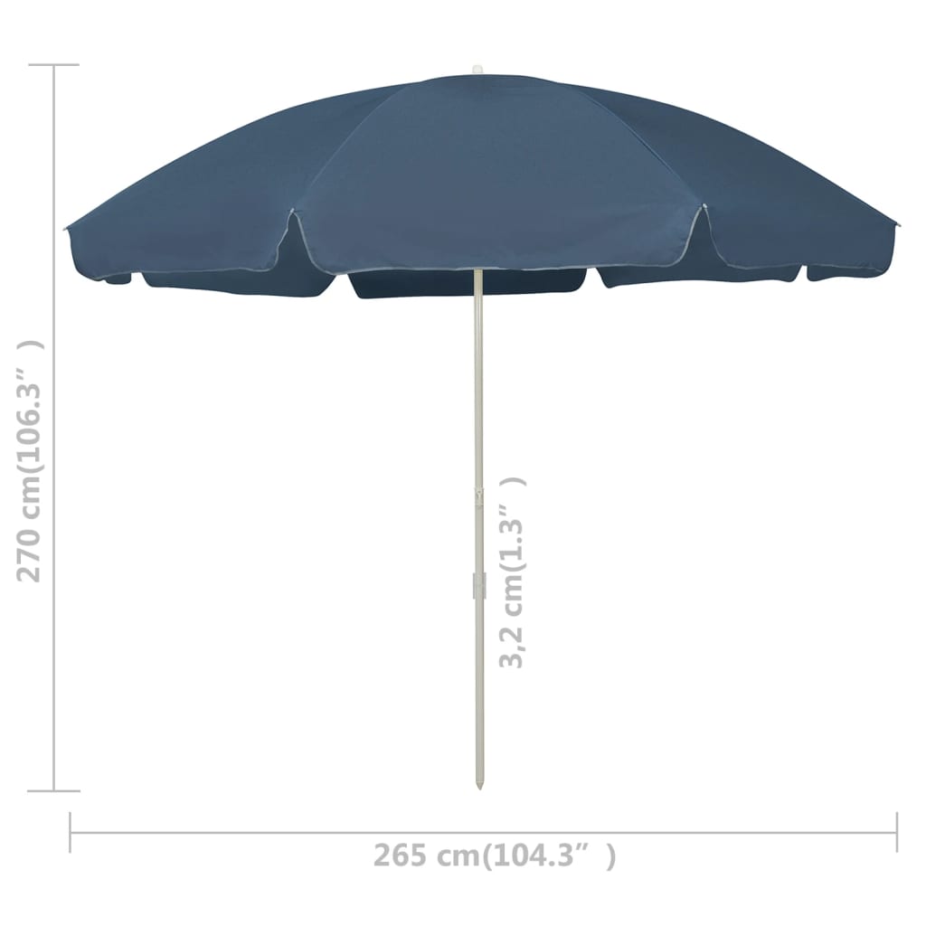 Guarda-sol de praia 300 cm azul