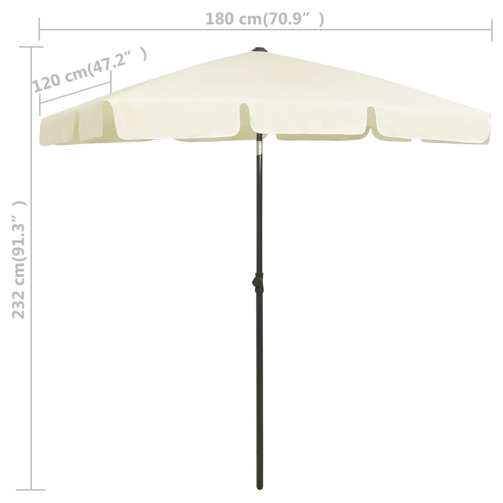 Guarda-sol de praia 180x120 cm amarelo areia