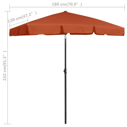 Guarda-sol de praia 180x120 cm terracotta
