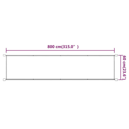 Toldo vertical 60x800 cm tecido oxford cor terracota