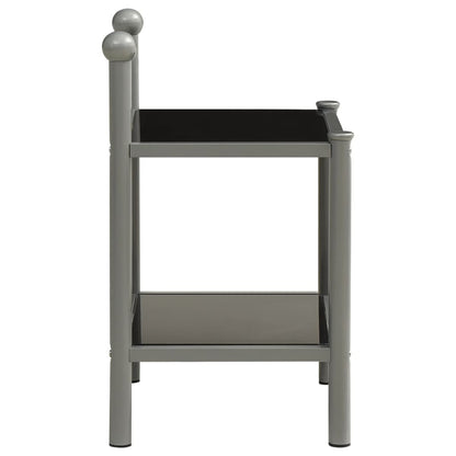 Mesas de cabeceira 2 pcs metal cinzento e vidro preto