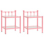Mesas de cabeceira 2 pcs metal rosa e vidro transparente