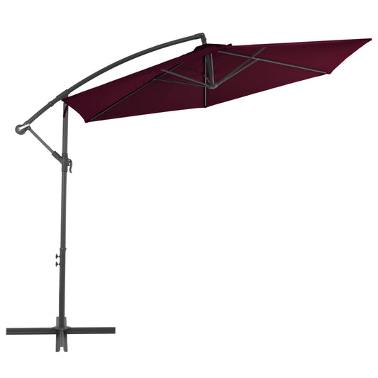 Guarda-sol de jardim cantilever c/ poste alumínio 300 cm bordô