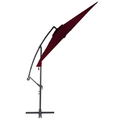 Guarda-sol de jardim cantilever c/ poste alumínio 300 cm bordô