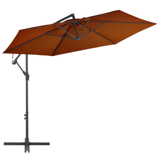 Guarda-sol jardim cantilever c/ poste alumínio 300cm terracotta