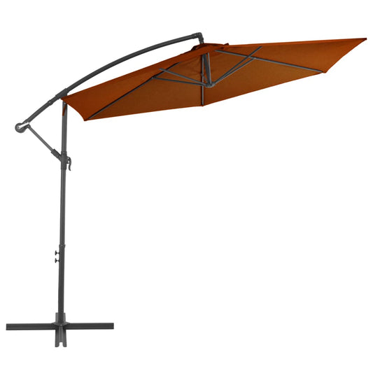 Guarda-sol jardim cantilever c/ poste alumínio 300cm terracotta