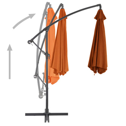 Guarda-sol jardim cantilever c/ poste alumínio 300cm terracotta